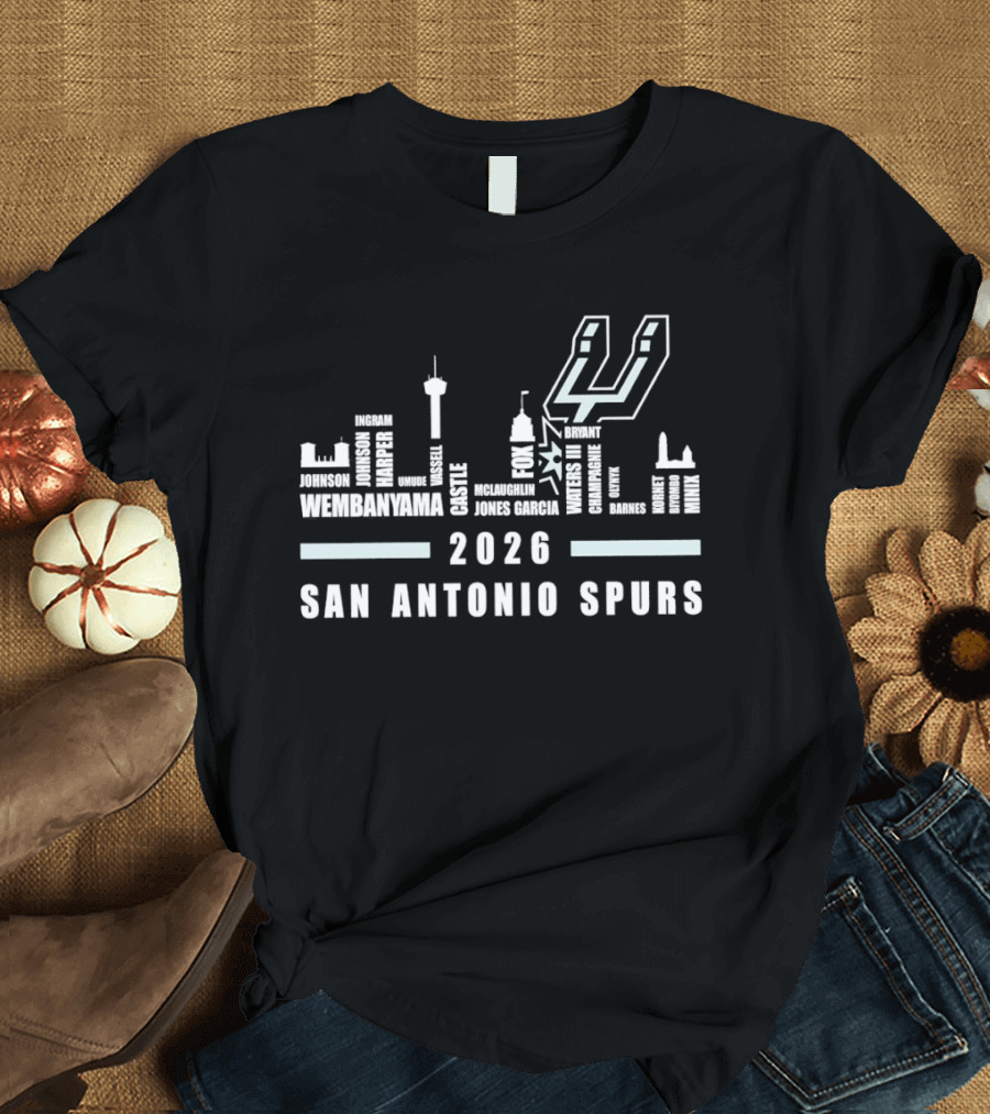 San Antonio Spurs Skyline 2026 Basketball Team Edition T-Shirt