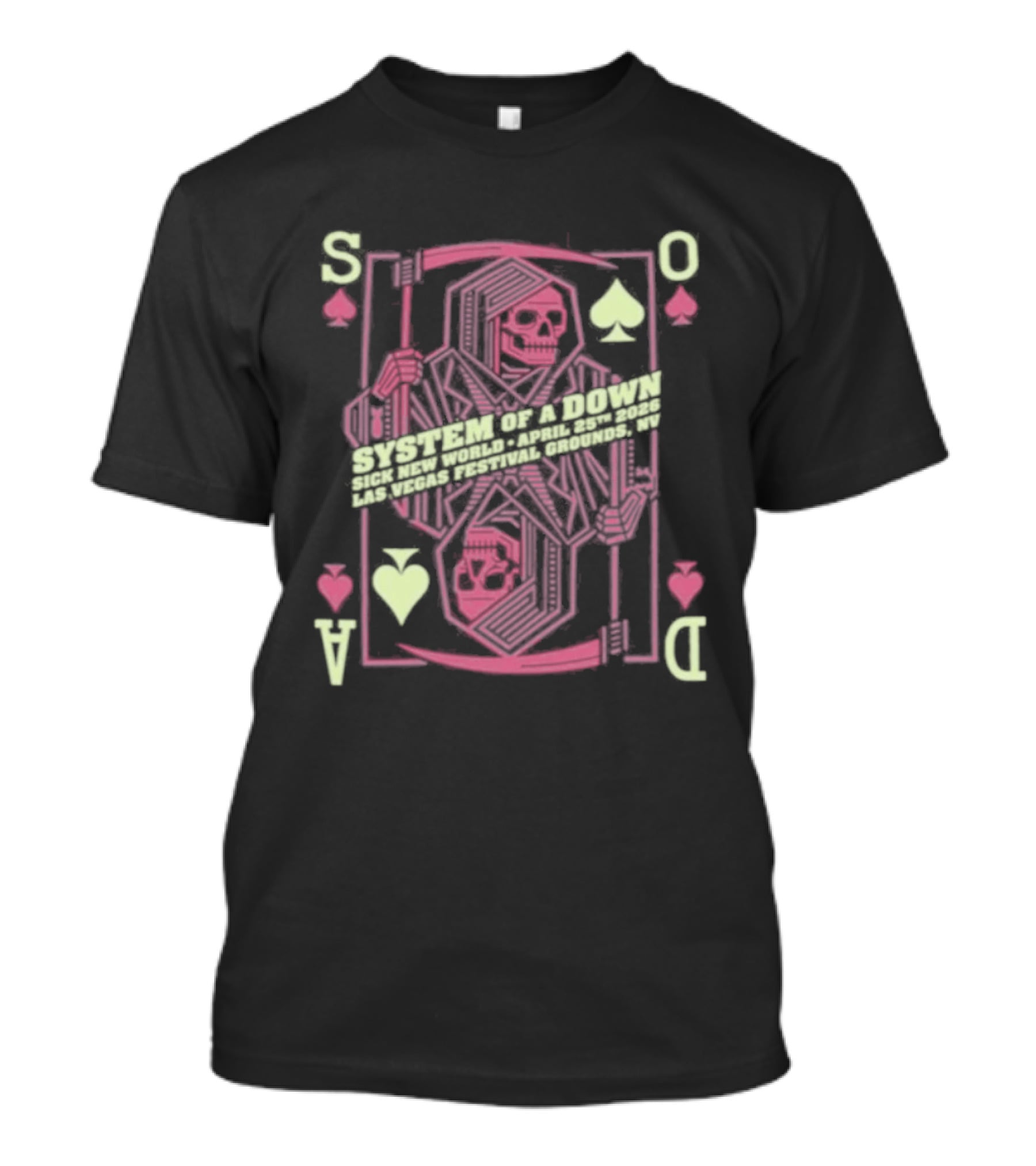 SOAD April 25th 2026 Las Vegas Playing Card Skull T-Shirt