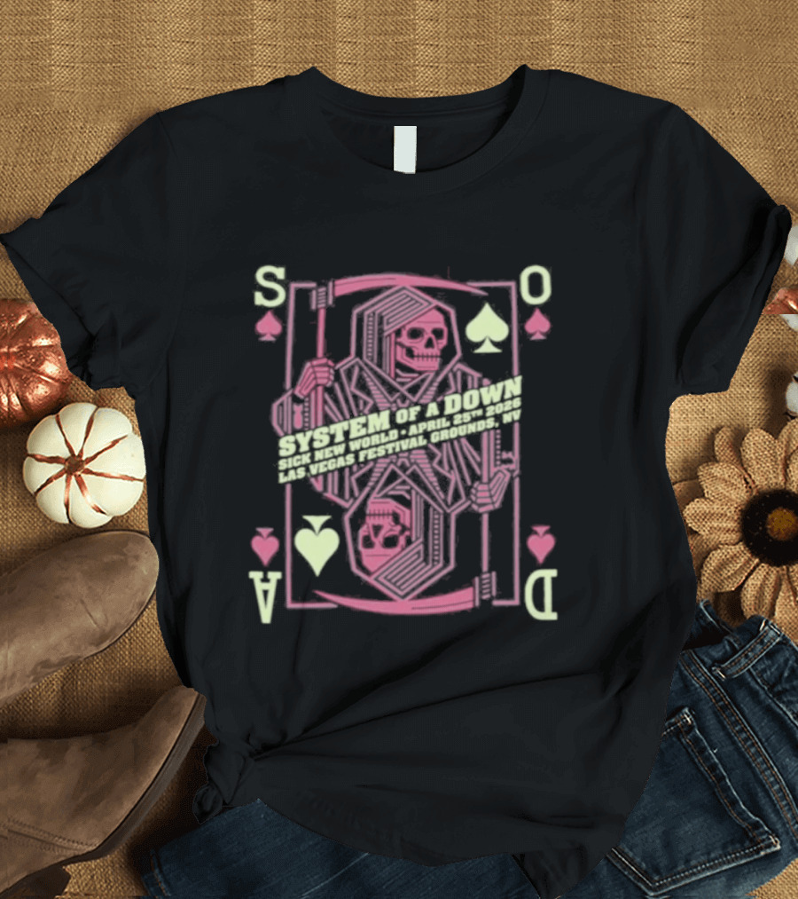 SOAD April 25th 2026 Las Vegas Playing Card Skull T-Shirt