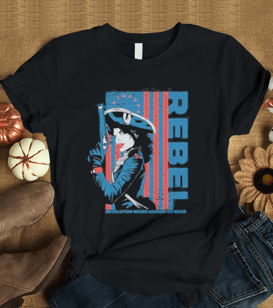 Women's Rebel Revolution Never Looked So Good Slim Fit 2026 American Flag Soldier T-Shirt