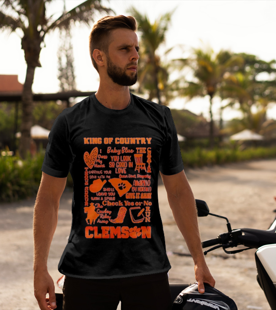 King Of Country Clemson Tigers Baby Blue Amarillo Check Yes Or No T-Shirt