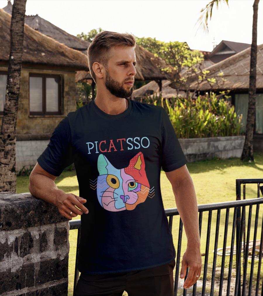 Picatsso Cat Colorful Cubist Style Artistry T-Shirt