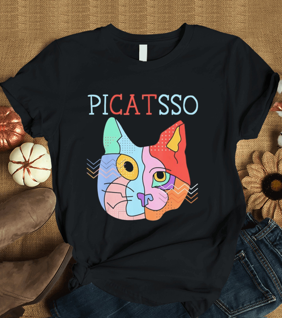 Picatsso Cat Colorful Cubist Style Artistry T-Shirt