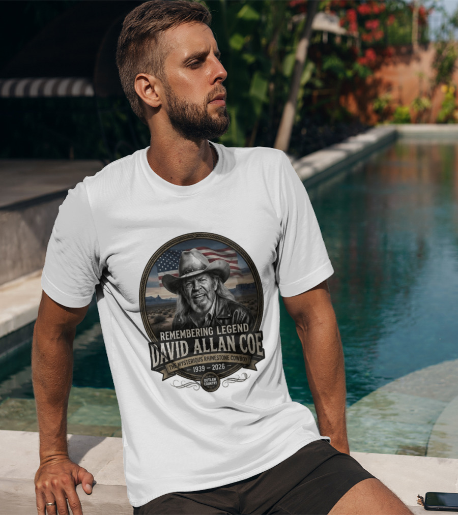 David Allan Coe Remembering Legend The Mysterious Rhinestone Cowboy 1939 2026 Outlaw Country T-Shirt
