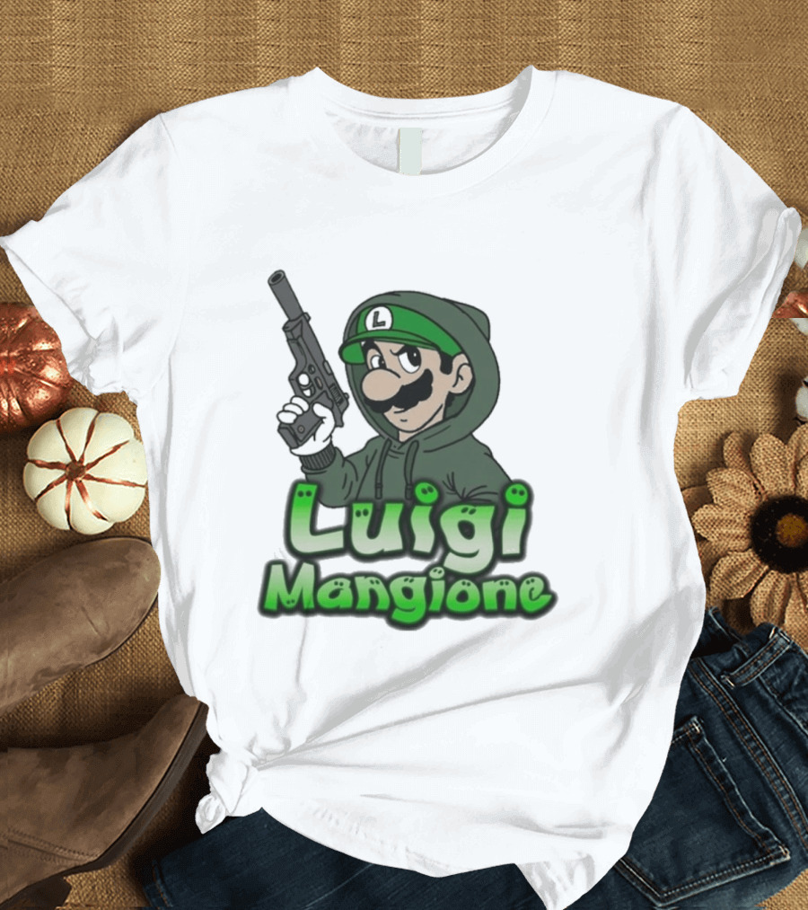 Luigi Mangione Super Mario Gun T-Shirt