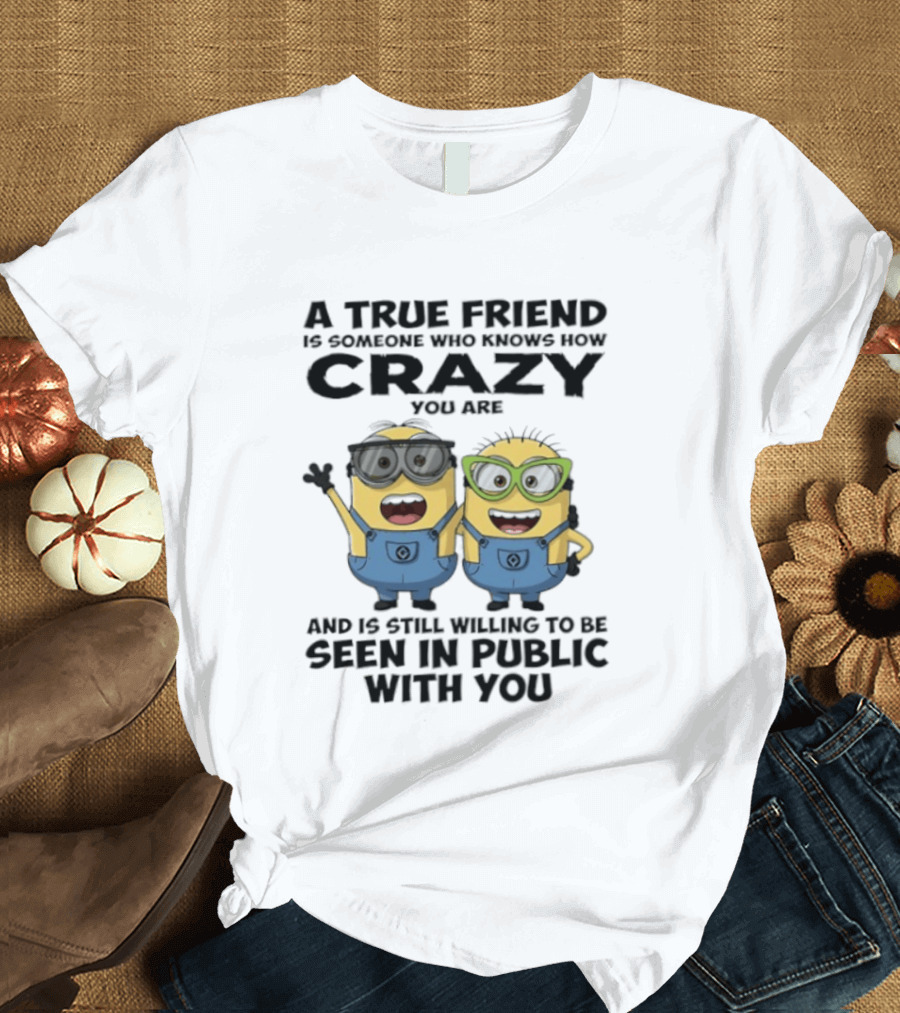 Minions A True Friend Crazy You Are Seen In Public T-Shirt
