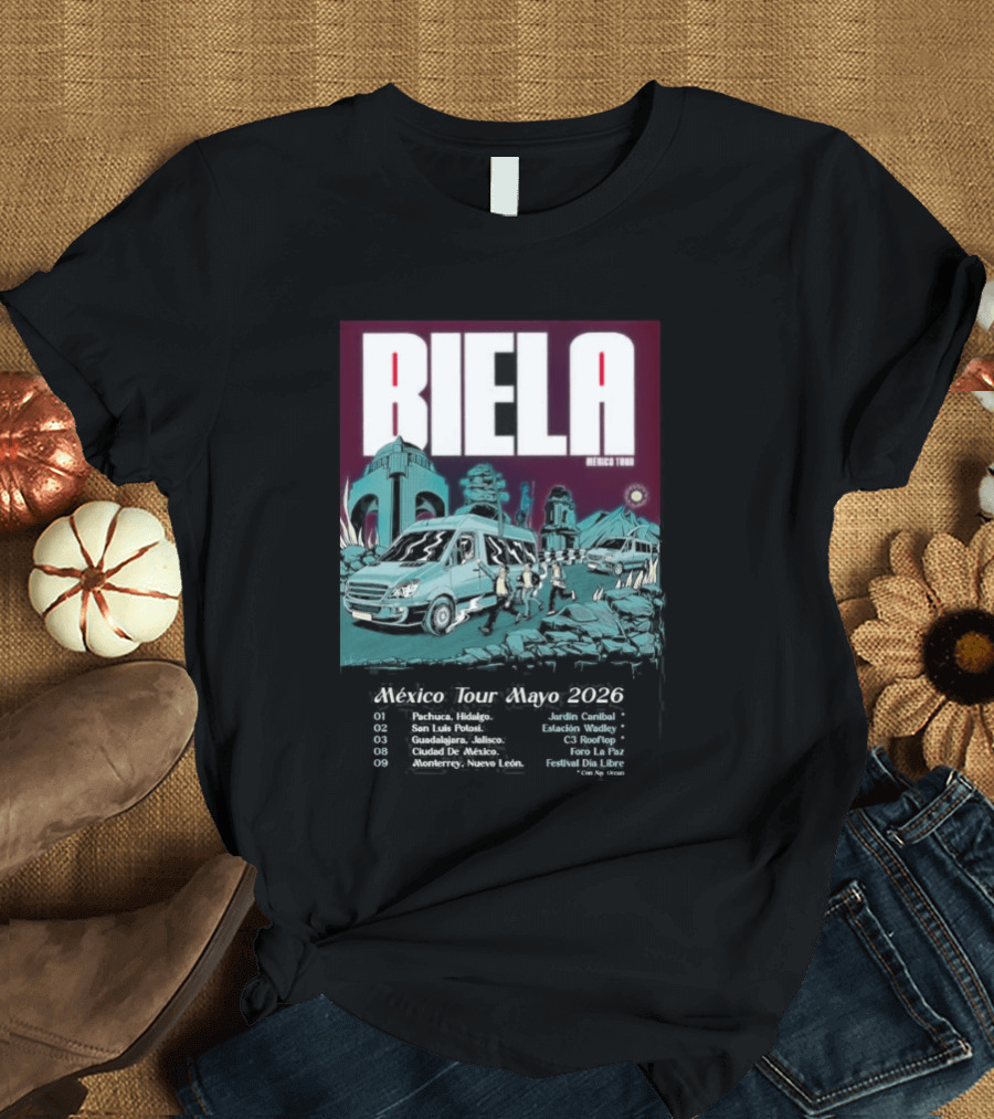 Biela Mexico Tour Mayo 2026 Monterrey Guadalajara Ciudad De Mexico T-Shirt