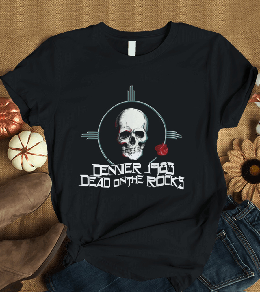 Grateful Dead Denver 1983 Dead On The Rocks Rare Skull Rose T-Shirt