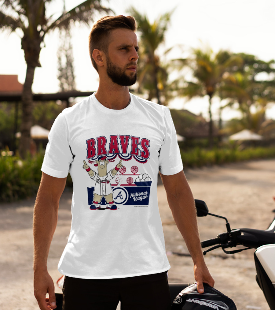 Atlanta Braves Mitchell & Ness Cream Step Back Up Cartoon Character National League T-Shirt