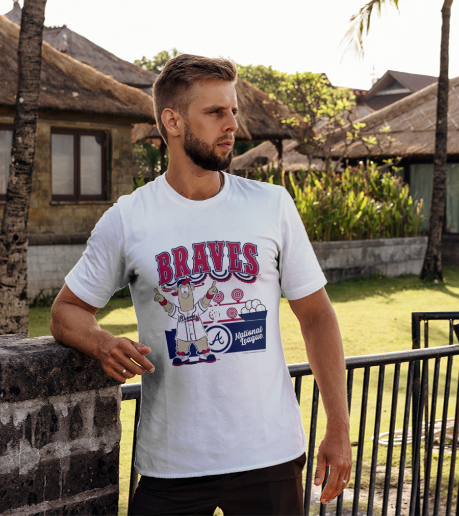 Atlanta Braves Mitchell & Ness Cream Step Back Up Cartoon Character National League T-Shirt