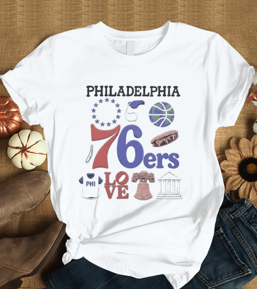 Philadelphia 76ers 76 Liberty Bell Love Basketball T-Shirt