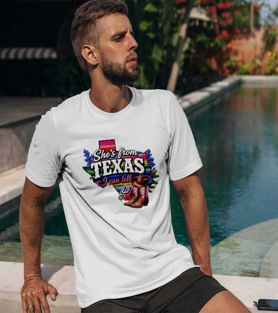 Ella Langley She's From Texas I Can Tell Cowboy Boots And Colorful Map T-Shirt