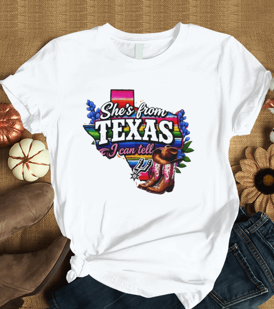 Ella Langley She's From Texas I Can Tell Cowboy Boots And Colorful Map T-Shirt
