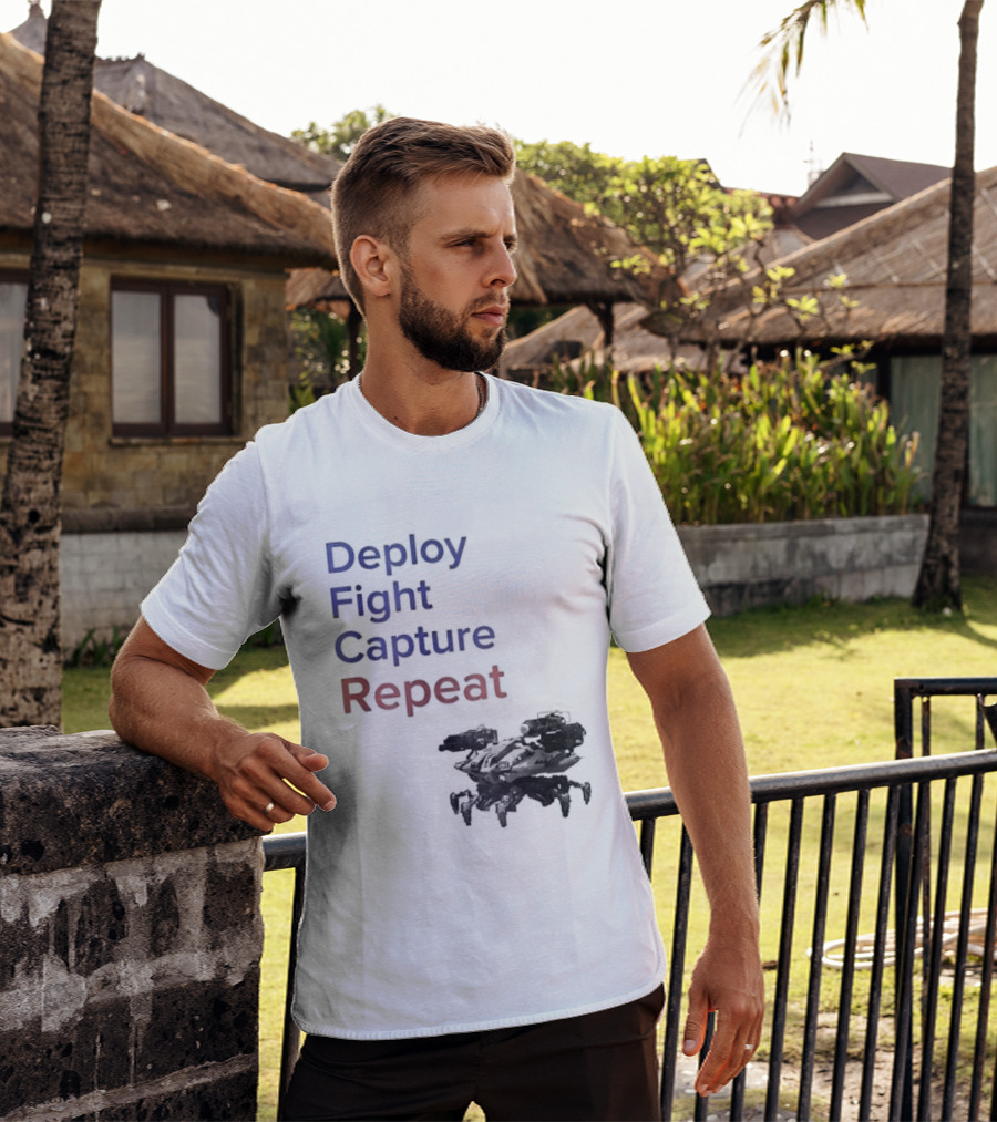 War Robots Deploy Fight Capture Repeat Strategy Gameplay T-Shirt