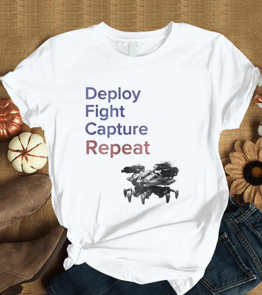 War Robots Deploy Fight Capture Repeat Strategy Gameplay T-Shirt