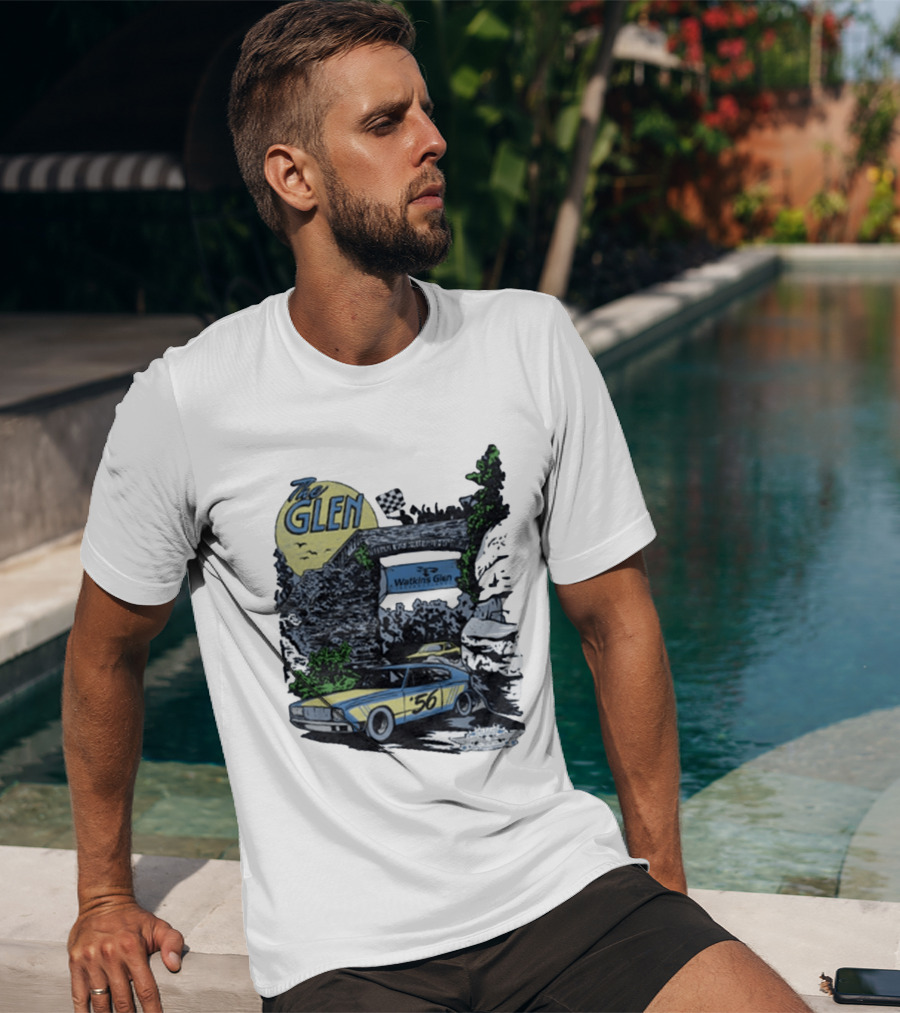 The Glen Watkins Glen International Checkered Flag Racecar 56 Archway Scenic T-Shirt