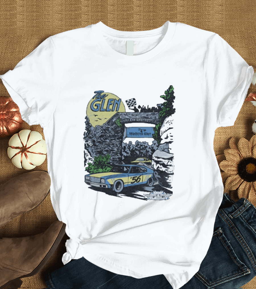 The Glen Watkins Glen International Checkered Flag Racecar 56 Archway Scenic T-Shirt
