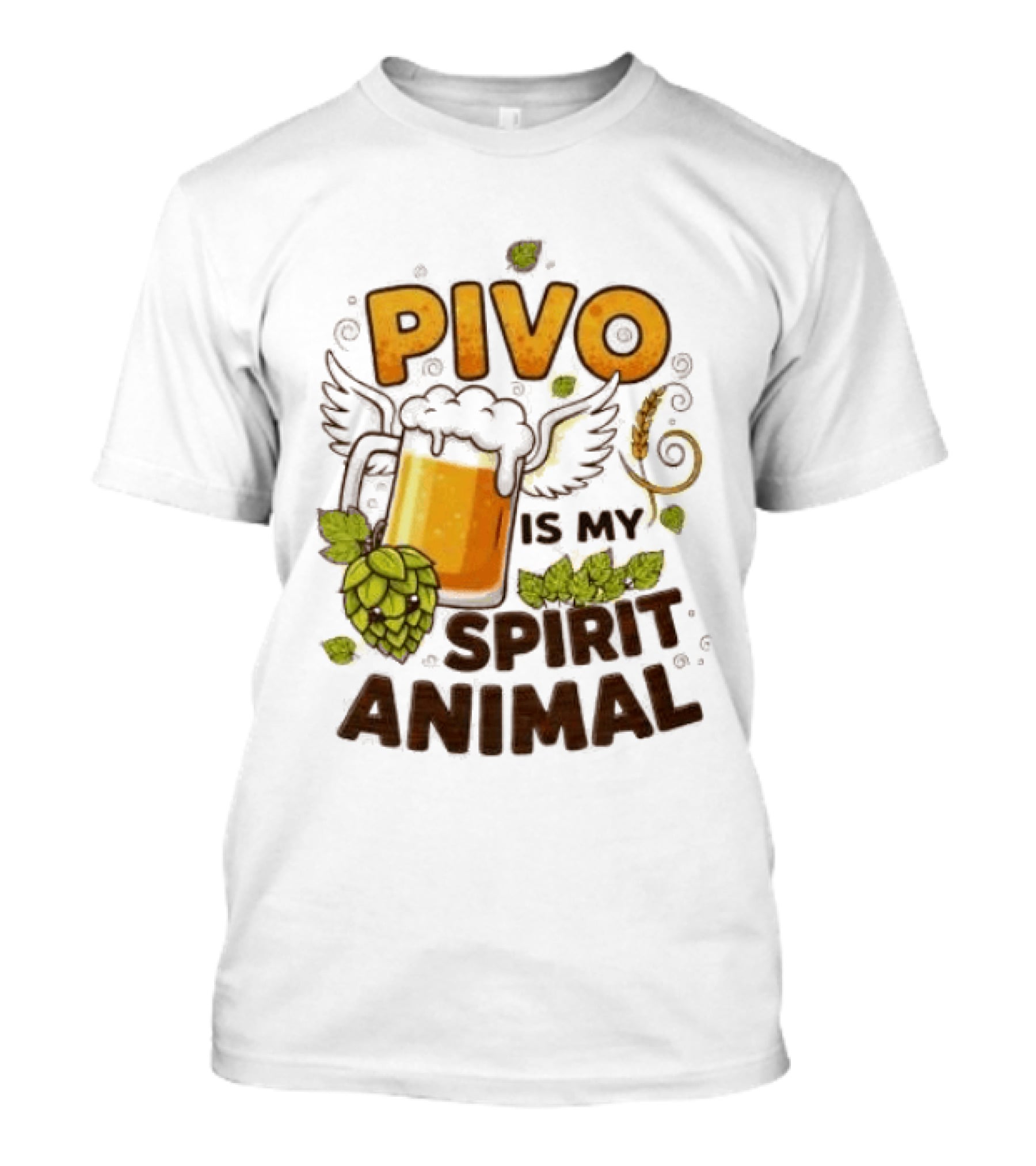 Pivo Is My Spirit Animal Beer Lover Hops Wheat Wings T-Shirt