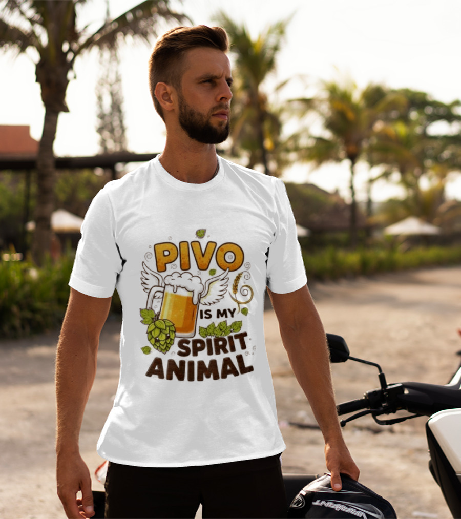 Pivo Is My Spirit Animal Beer Lover Hops Wheat Wings T-Shirt