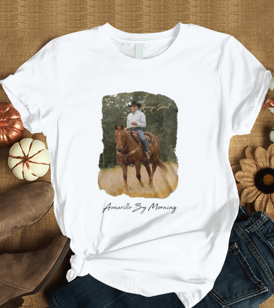 George Strait Riding Horse In Rustic Landscape One Night Only T-Shirt