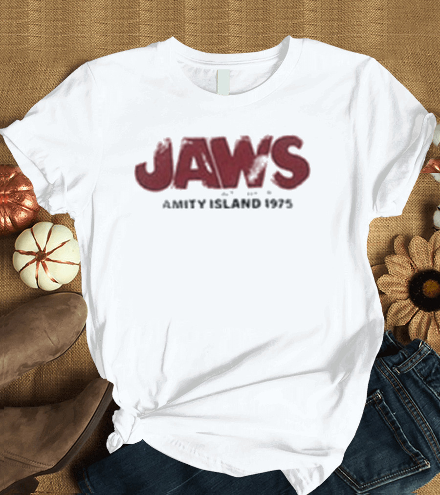 Jaws Amity Island 1975 Surdimensionné Imprimé T-Shirt