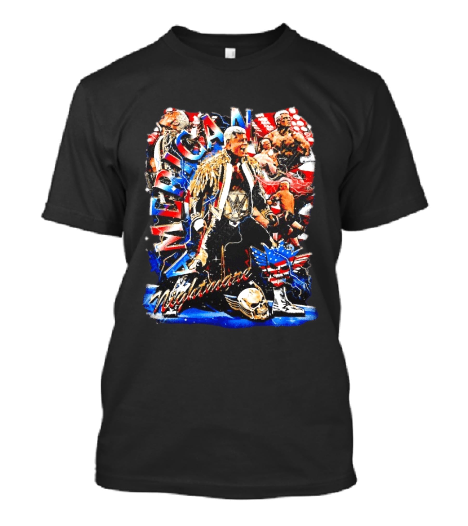 American Nightmare Cody Rhodes Wrestling Star Red White Blue Skull Jacket T-Shirt