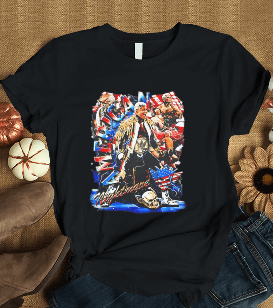 American Nightmare Cody Rhodes Wrestling Star Red White Blue Skull Jacket T-Shirt