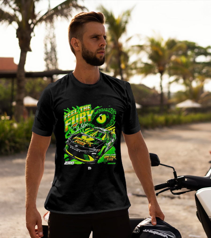 Bubba Wallace Feel The Fury King Croc Chumba Casino Toyota Camry NASCAR 23XI Racing T-Shirt