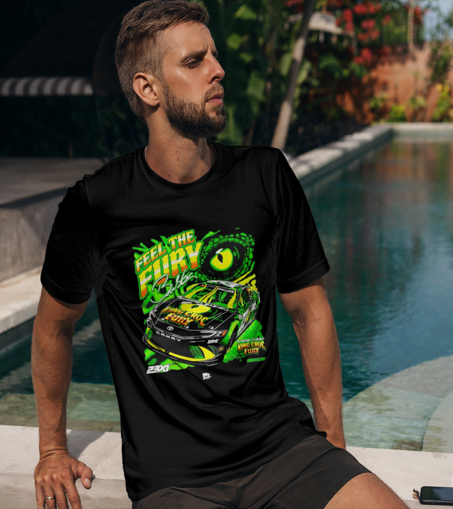 Bubba Wallace Feel The Fury King Croc Chumba Casino Toyota Camry NASCAR 23XI Racing T-Shirt