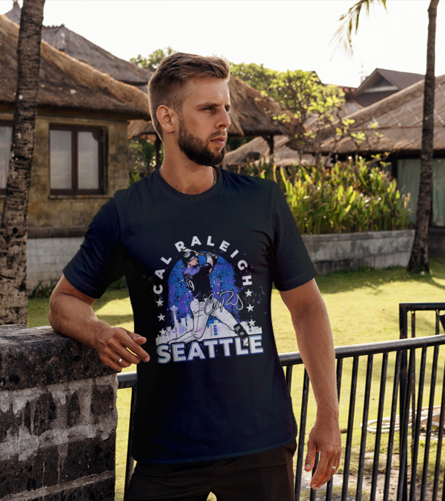 Cal Raleigh Seattle Baseball Skyline Stars T-Shirt