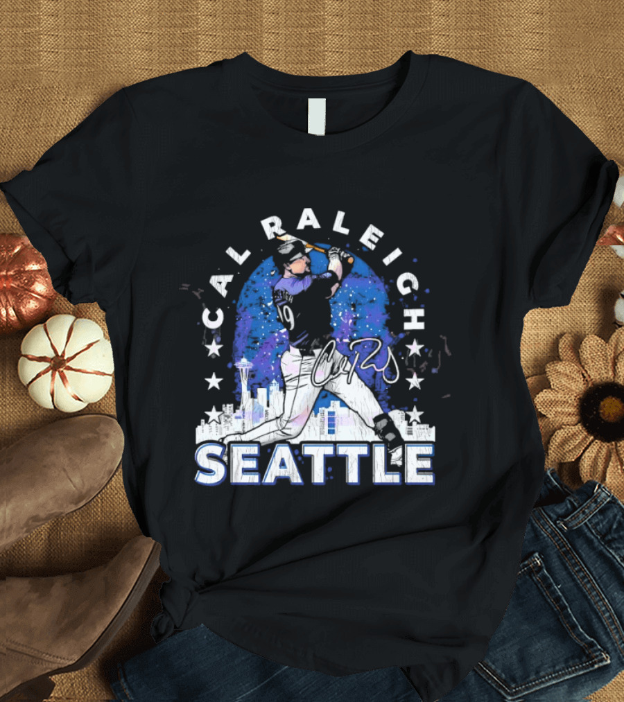 Cal Raleigh Seattle Baseball Skyline Stars T-Shirt