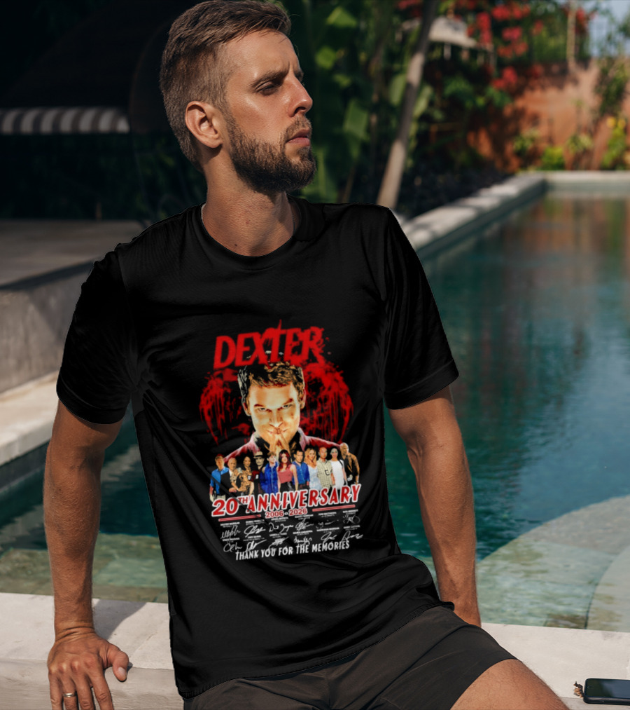Dexter 20th Anniversary 2006 2026 Thank You For The Memories Cast Signatures T-Shirt