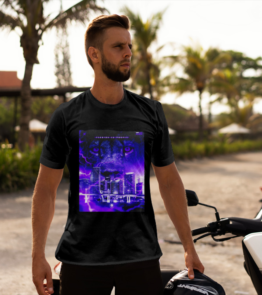 Florida Is Purple Orlando City SC Lion City Skyline Lightning T-Shirt