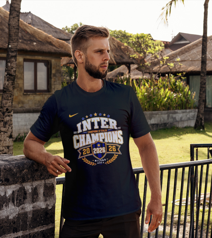 Inter Champions Campioni D'Italia 2026 Nike Serie A Milano T-Shirt