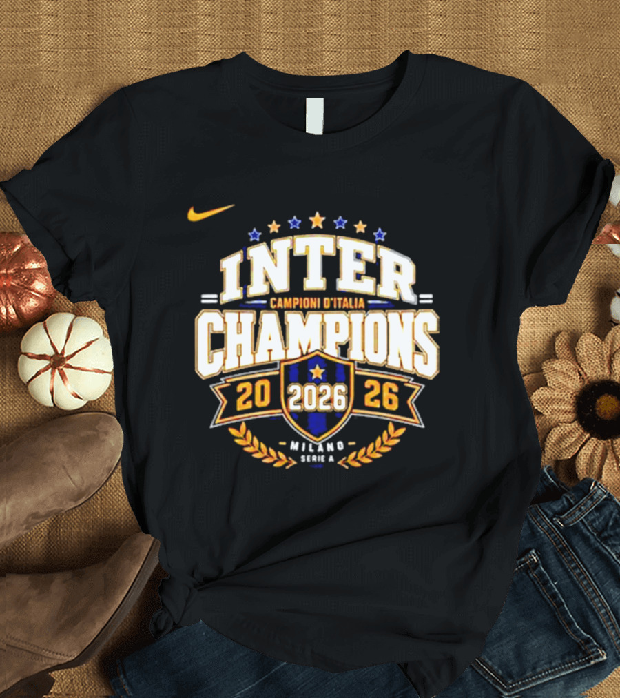 Inter Champions Campioni D'Italia 2026 Nike Serie A Milano T-Shirt