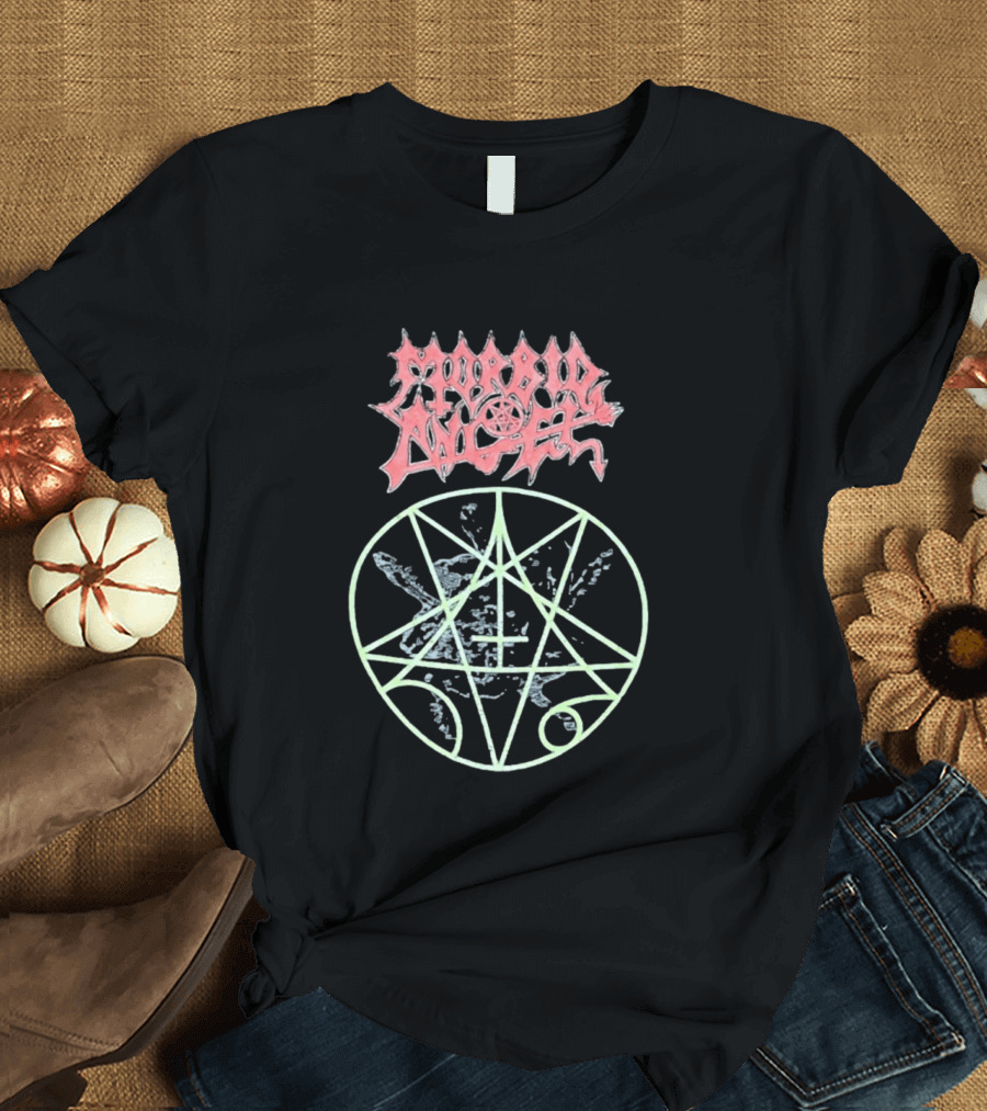Morbid Angel Blessed Are The Sick Tour Logo With Pentagram And Angel T-Shirt
