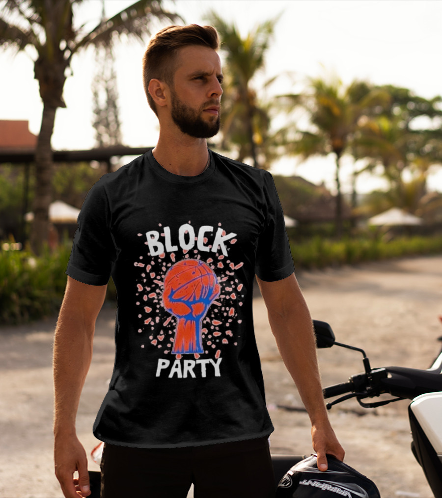 New York Knicks Block Party Basketball Fist Burst T-Shirt