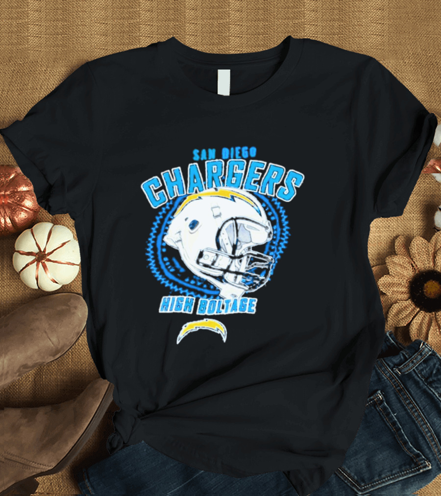 San Diego Chargers High Boltage Helmet Football NFL Team Gear T-Shirt