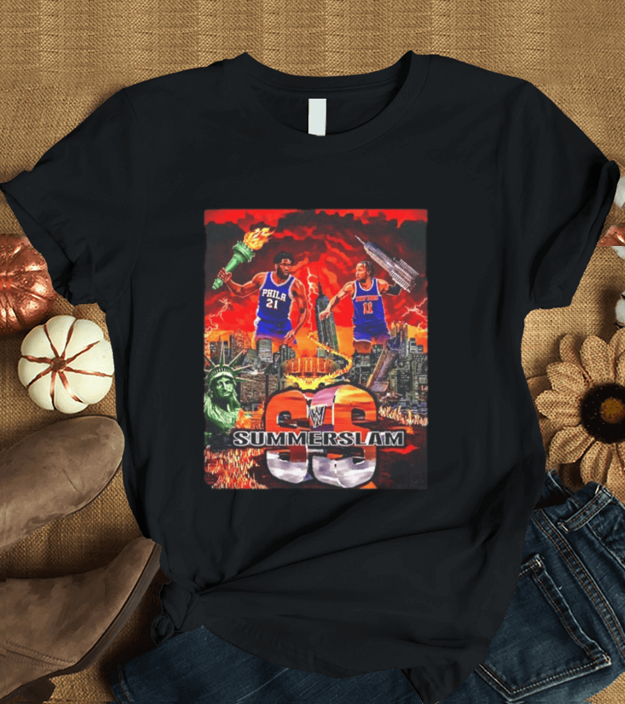 Summerslam Joel Embiid Vs Jalen Brunson NYC Showdown T-Shirt