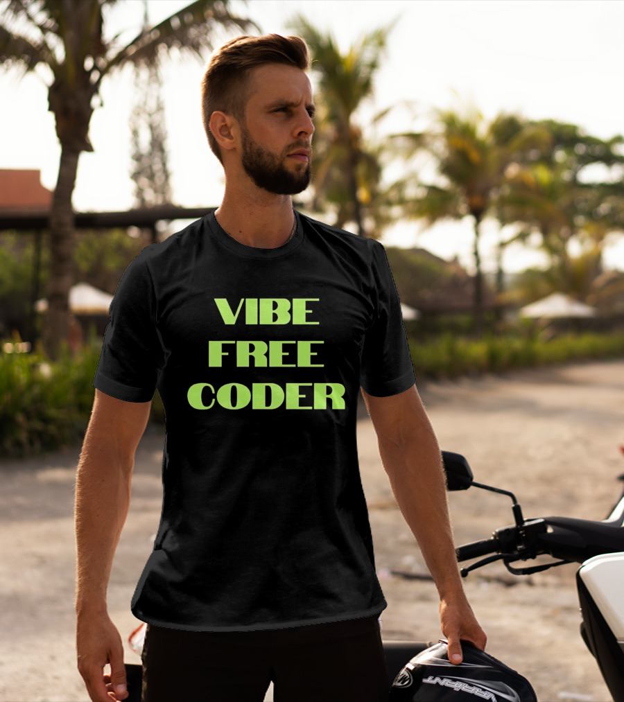 Vibe Free Coder Retro Neon T-Shirt