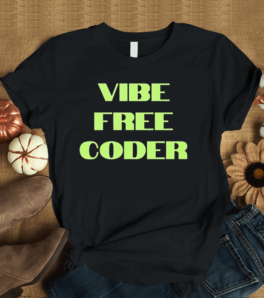 Vibe Free Coder Retro Neon T-Shirt
