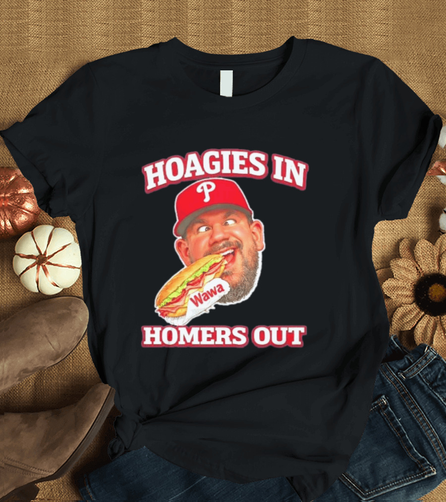 Hoagies In Homers Out Wawa Philadelphia Baseball Player Eating Sandwich T-Shirt