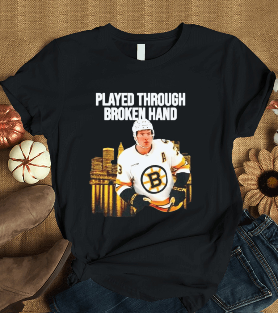 Charlie McAvoy Played Through Broken Hand Boston Hockey T-Shirt