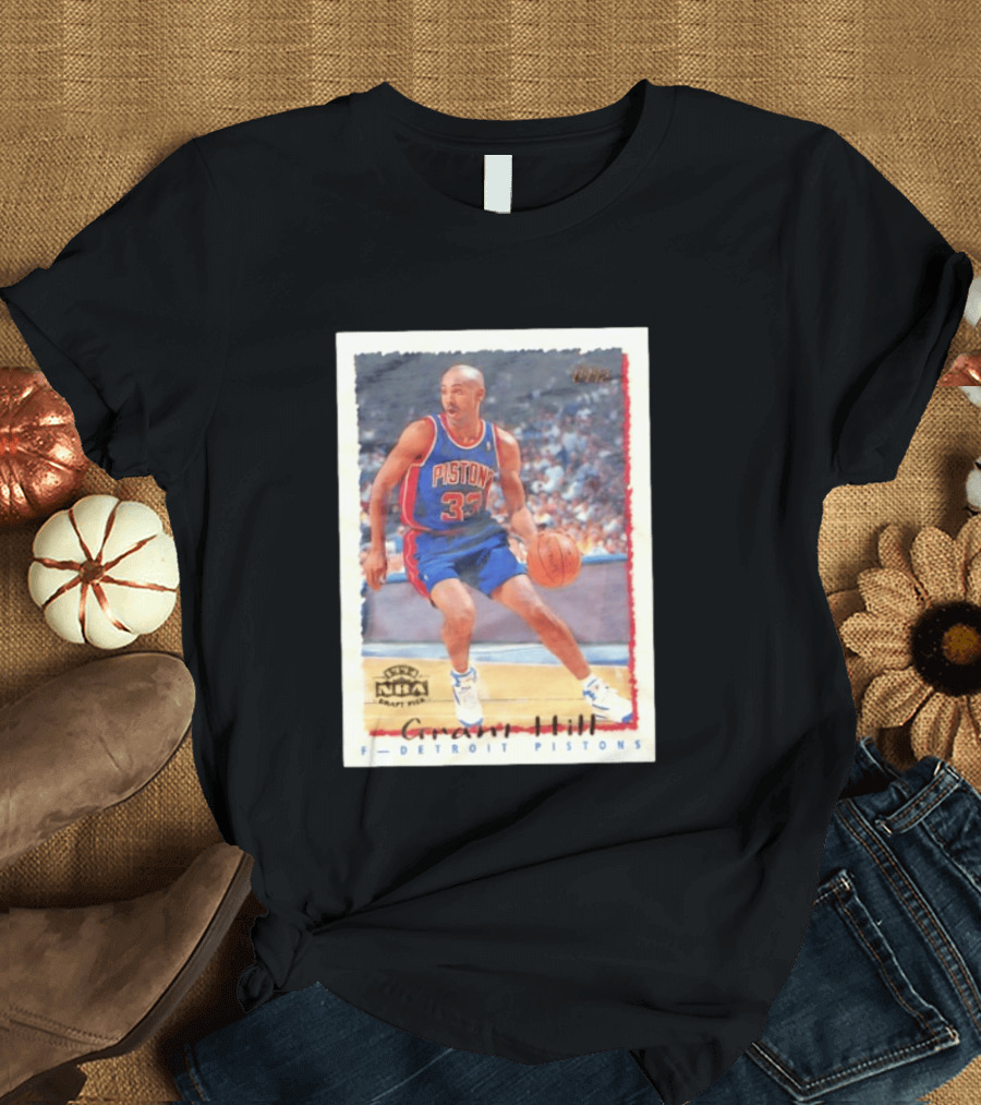 Detroit Pistons Grant Hill NBA Rookie Year 1994 Basketball Card T-Shirt