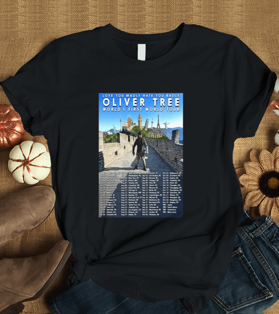 Oliver Tree World's First World Tour Love You Madly Hate You Badly Fall 2026 Tour Dates T-Shirt