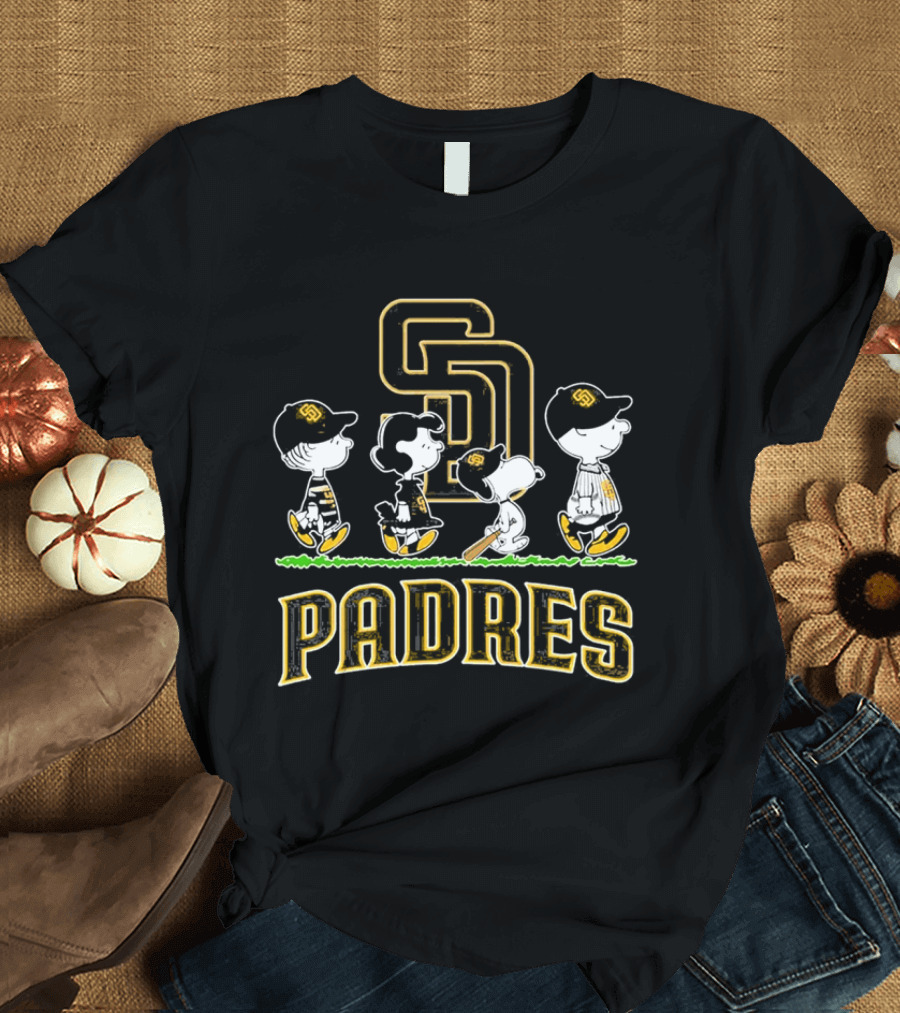 San Diego Padres Peanuts Abbey Road 2026 Charlie Brown Snoopy Woodstock T-Shirt