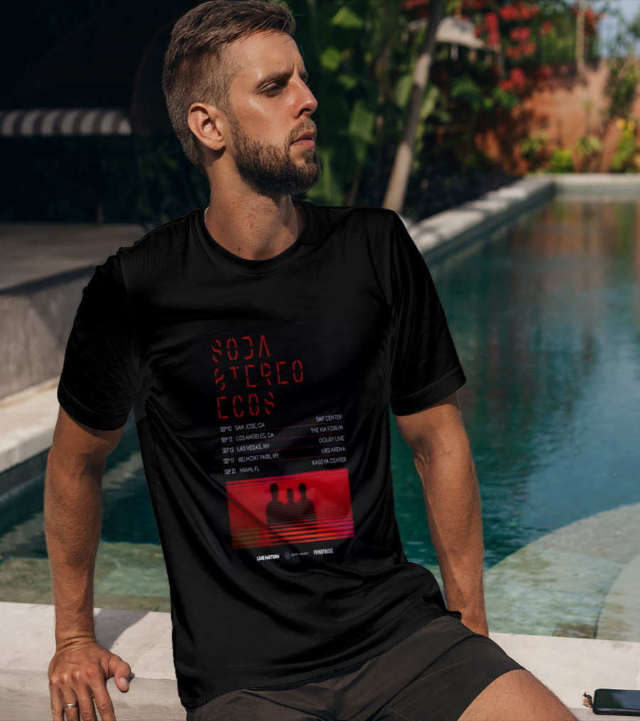 Soda Stereo Ecos 2026 Tour San Jose Los Angeles Las Vegas Belmont Park Miami Dates T-Shirt