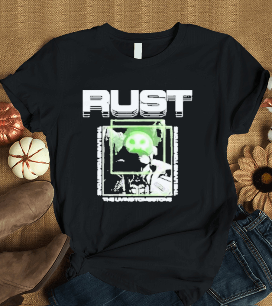 The Living Tombstone Rust Green Skull Gaming T-Shirt