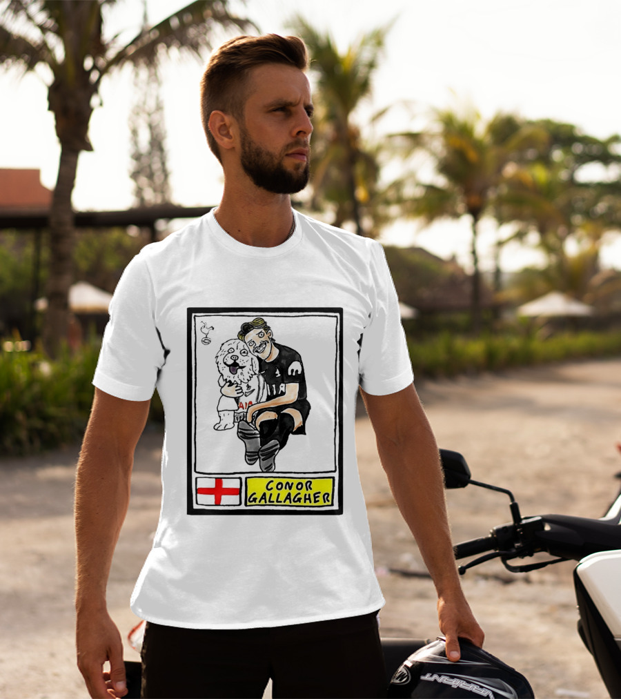 Conor Gallagher Hugging Dog With England Cross And Spurs T-Shirt