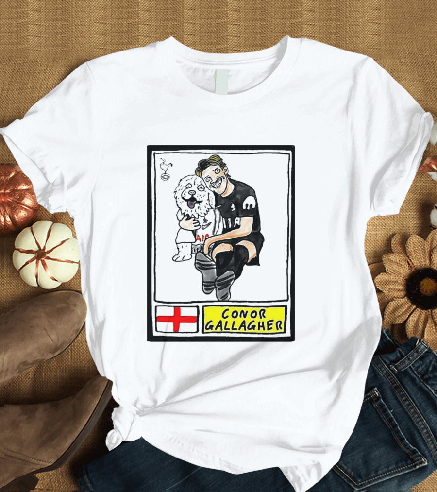 Conor Gallagher Hugging Dog With England Cross And Spurs T-Shirt